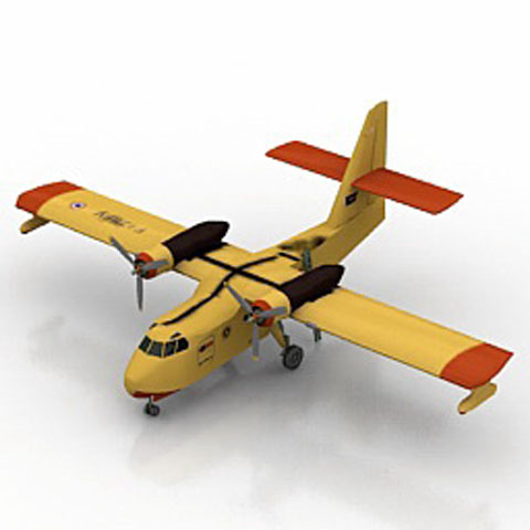 Free Yellow Airplane Candair 3D model for 3ds Max Library Download